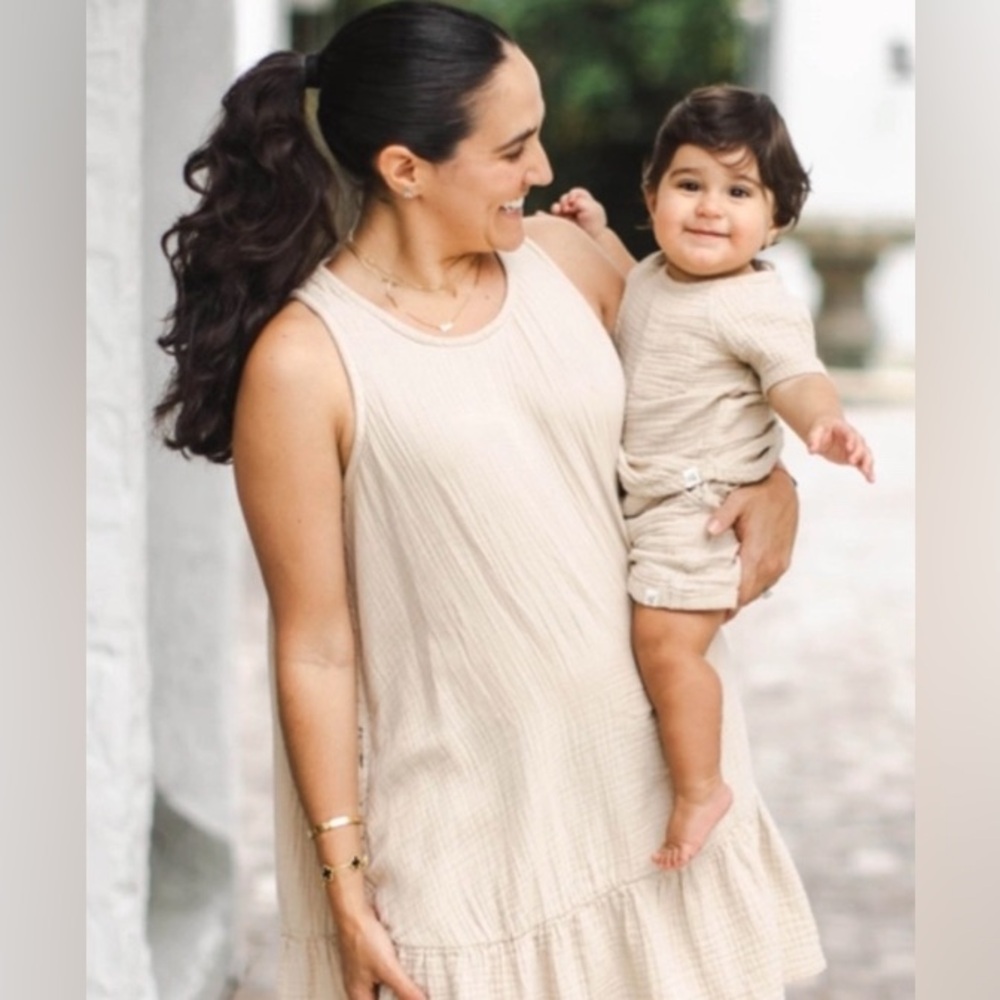 Burt's Bees Cream Ruffle-Hem Sleeveless Dress